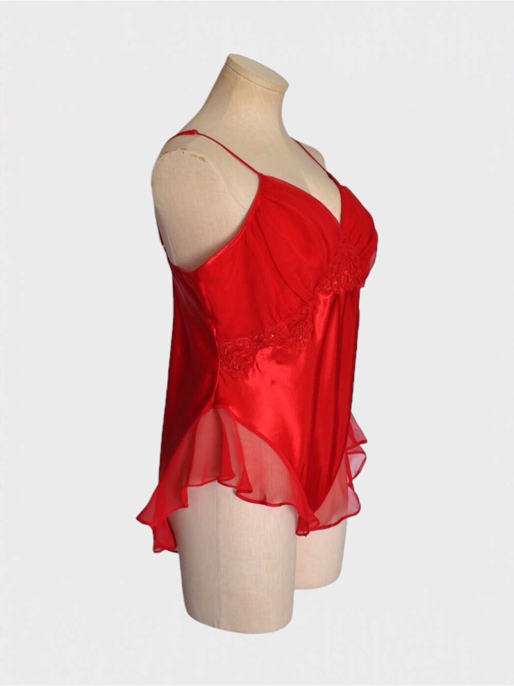 Victorias Secret Vintage 80s Satin Chiffon Lace Teddy Romper Lingerie - Picture 2 of 5